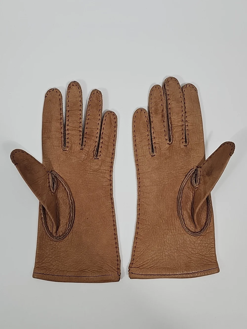 Vintage Genuine Deerskin Leather Driving Gloves Tan 6.5 Soft Lined USA Western
